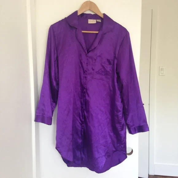 Sentiments - Purple Pyjama Button Up Dress - Picture 2 of 6